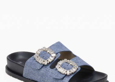 Σανδάλια flatform ρυθμιζόμενα με στρας - Μπλε - Issue - 