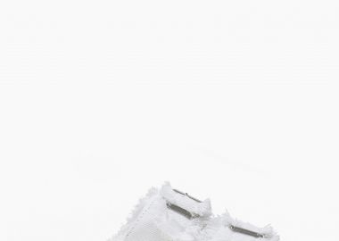 Σανδάλια flatform υφασμάτινα με ξέφτια και αγκραφες - Λευκό - Issue - 