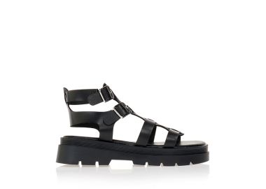 Σανδάλια gladiator μαύρα δερματίνη με τρακτερωτή σόλα ΜΑΥΡΟ - Tsoukalas - 