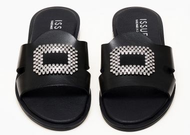 Σανδάλια handmade in Greece με αγκράφα - Μαύρο - Issue - 