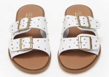 Σανδάλια handmade in Greece με ρυθμιζόμενα ζωνάκια και τρουκς - Λευκό - Issue - 