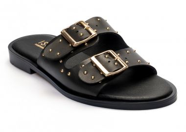 Σανδάλια handmade in Greece με ρυθμιζόμενα ζωνάκια και τρουκς - Μαύρο - Issue - 