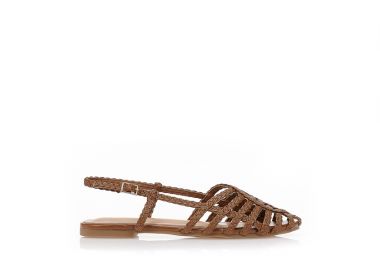 Σανδάλια καφέ με πλεξούδες στα λουράκια ΚΑΦΕ - Tsoukalas - 