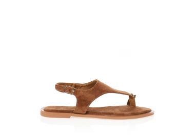 Σανδάλια καφέ με σουέτ φάσα και σχέδιο δαχτυλίδι ΚΑΦΕ - Tsoukalas - 