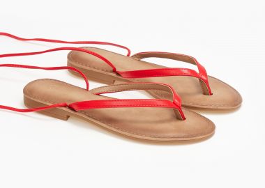 Σανδάλια lace up με δίχαλο - Κόκκινο - Issue - 