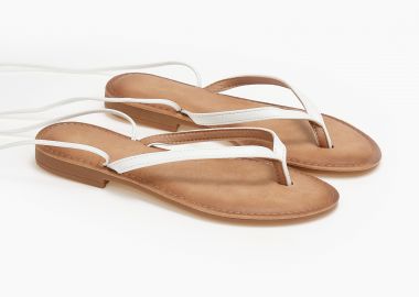 Σανδάλια lace up με δίχαλο - Λευκό - Issue - 