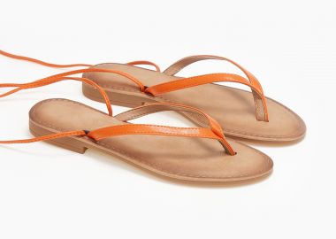 Σανδάλια lace up με δίχαλο - Πορτοκαλί - Issue - 