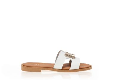 Σανδάλια λευκά χειροποίητα με αγκράφα ΛΕΥΚΟ - Tsoukalas - 