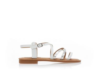 Σανδάλια λευκά δερματίνη με χιαστί animal print λουράκια ΛΕΥΚΟ - Tsoukalas - 
