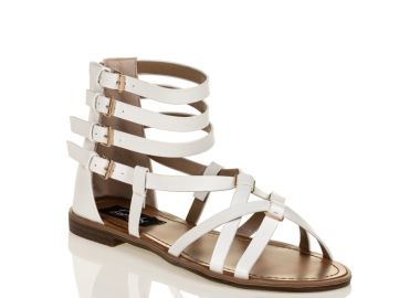 Σανδάλια λευκά δερματίνη με χιαστί λουράκια ΛΕΥΚΟ - Tsoukalas - 