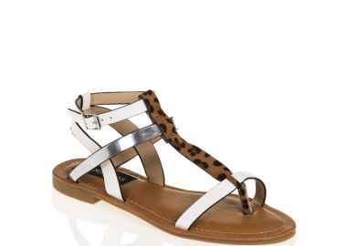 Σανδάλια λευκά δερματίνη με λουριά ΛΕΥΚΟ - Tsoukalas - 