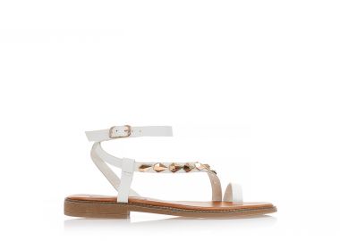 Σανδάλια λευκά δερματίνη με λοξό λουράκι και τρουκς ΛΕΥΚΟ - Tsoukalas - 