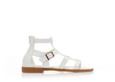 Σανδάλια λευκά δερματίνη με πολλαπλά λουράκια και φερμουάρ ΛΕΥΚΟ - Tsoukalas - 