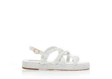 Σανδάλια λευκά με πολλαπλά χιαστί λουράκια από σχοινί ΛΕΥΚΟ - Tsoukalas - 