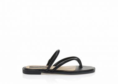 Σανδάλια μαύρα δερματίνη με πολλαπλά λουράκια ΜΑΥΡΟ - Tsoukalas - 