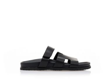 Σανδάλια μαύρα δερματίνη με σκρατς ΜΑΥΡΟ - Tsoukalas - 