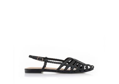 Σανδάλια μαύρα με πλεξούδες στα λουράκια ΜΑΥΡΟ - Tsoukalas - 