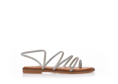 Σανδάλια με ασημί στρας στα λουράκια ΑΣΗΜΙ - Tsoukalas - 