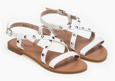 Σανδάλια με χιαστί σχέδιο και τρουκς - Λευκό - Issue - 