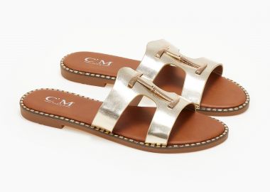 Σανδάλια με διακοσμητική αγκράφα - Χρυσό - Issue - 