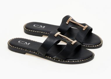 Σανδάλια με διακοσμητική αγκράφα - Μαύρο - Issue - 