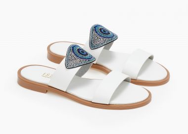 Σανδάλια με διακοσμητικό σχέδιο strass - Λευκό - Issue - 