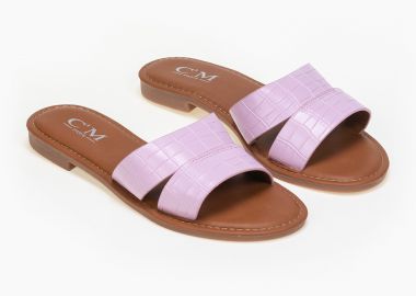 Σανδάλια με διπλή κροκό φάσα - Λιλά - Issue - 