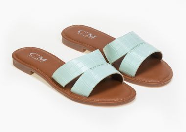 Σανδάλια με διπλή κροκό φάσα - Μέντα - Issue - 