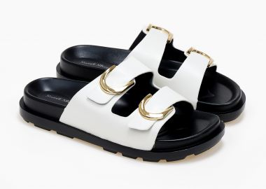 Σανδάλια με δύο φάσες και αγκράφες - Λευκό - Issue - 