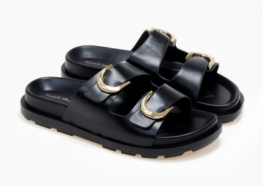 Σανδάλια με δύο φάσες και αγκράφες - Μαύρο - Issue - 