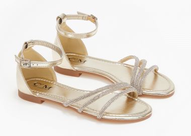 Σανδάλια με glitter λουράκια - Χρυσό - Issue - 