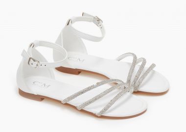 Σανδάλια με glitter λουράκια - Λευκό - Issue - 