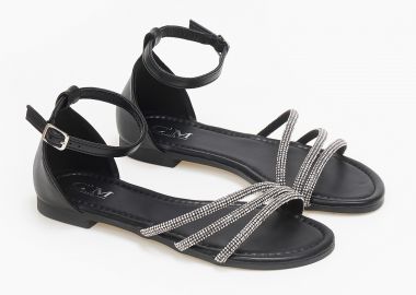 Σανδάλια με glitter λουράκια - Μαύρο - Issue - 