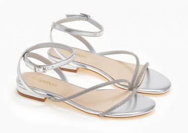 Σανδάλια με glitter με μπαρέτα - Ασημί - Issue - 