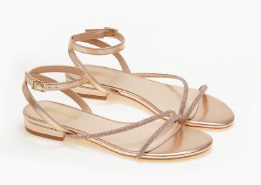 Σανδάλια με glitter με μπαρέτα - Rose Gold - Issue - 