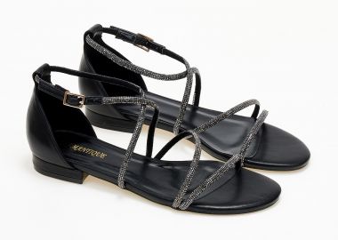 Σανδάλια με κλειστή φτέρνα και glitter - Μαύρο - Issue - 