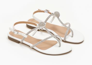 Σανδάλια με λουράκια με στρας - Λευκό - Issue - 