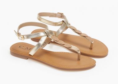 Σανδάλια με μεταλλική αγκράφα - Χρυσό - Issue - 