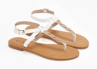 Σανδάλια με μεταλλική αγκράφα - Λευκό - Issue - 