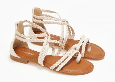 Σανδάλια με πλεκτά λουράκια - Μπεζ - Issue - 