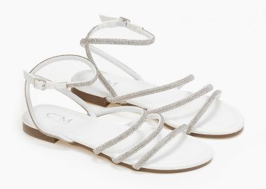 Σανδάλια με πολλαπλά λουράκια με στρας - Λευκό - Issue - 