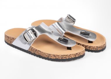 Σανδάλια με σχέδιο φελλού στη σόλα - Ασημί - Issue - 