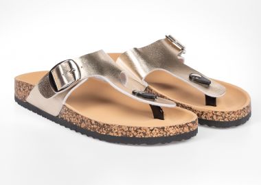 Σανδάλια με σχέδιο φελλού στη σόλα - Χρυσό - Issue - 