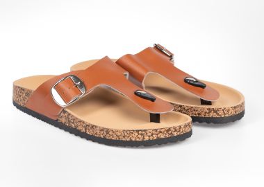 Σανδάλια με σχέδιο φελλού στη σόλα - Κάμελ - Issue - 