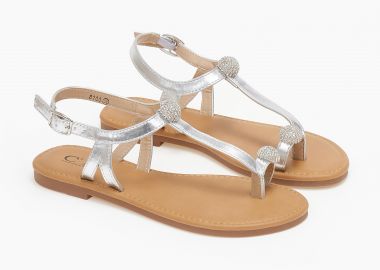 Σανδάλια με στοιχεία με στρας - Ασημί - Issue - 