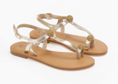 Σανδάλια με στοιχεία με στρας - Χρυσό - Issue - 
