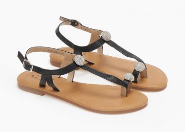 Σανδάλια με στοιχεία με στρας - Μαύρο - Issue - 