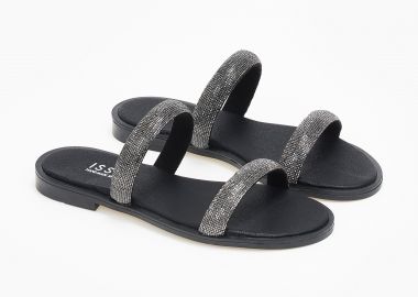 Σανδάλια με στρας ελληνικής κατασκευής - Μαύρο - Issue - 