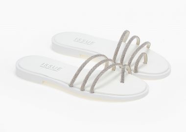 Σανδάλια με strass λουράκια ελληνικής κατασκευής - Λευκό - Issue - 