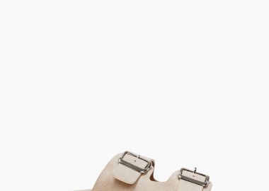 Σανδάλια με suede υφή και αγκράφες - Μπεζ - Issue - 